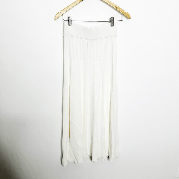 MUN ENGINEER RIB SKIRT IVORY Midi pull on pleated classic modest womens XS NWT - Picture 6 of 6